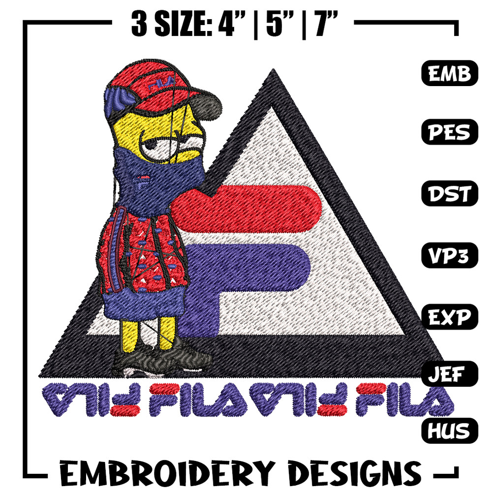 Bart Simpson Fila Embroidery design, Simpson Fila Embroidery, logo design, Embroidery File, Fila logo, Instant download..jpg