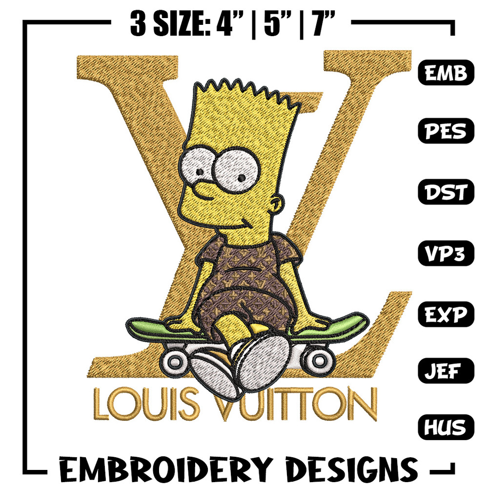 Bart simpson lv Embroidery Design, LV Embroidery, Embroidery File, Logo shirt, Sport Embroidery, Digital download.jpg