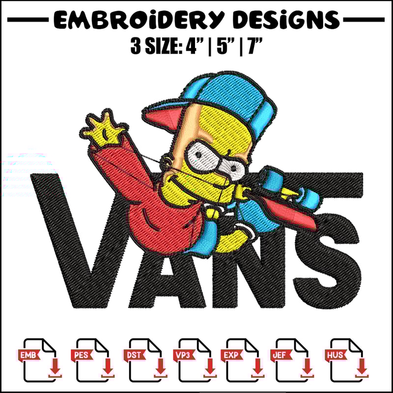 Bart Simpson Vans Embroidery design, Simpson Embroidery, cartoon design, Embroidery File, Digital download..jpg
