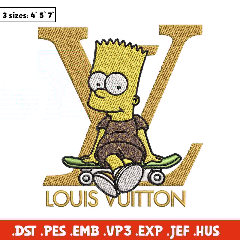 Bart simpson lv Embroidery Design, LV Embroidery, Embroidery File, Logo shirt, Sport Embroidery, Digital download.jpg