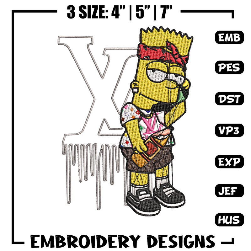 Bart simpson lv Embroidery Design, Lv Embroidery, Embroidery File, Simpson Embroidery, Logo shirt, Digital download.jpg