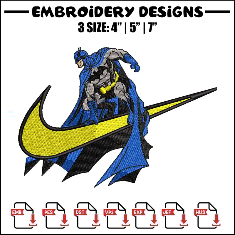 Batman Nike Logo embroidery design, Batman embroidery, Nike design, Logo shirt, movie shirt, digital download.jpg