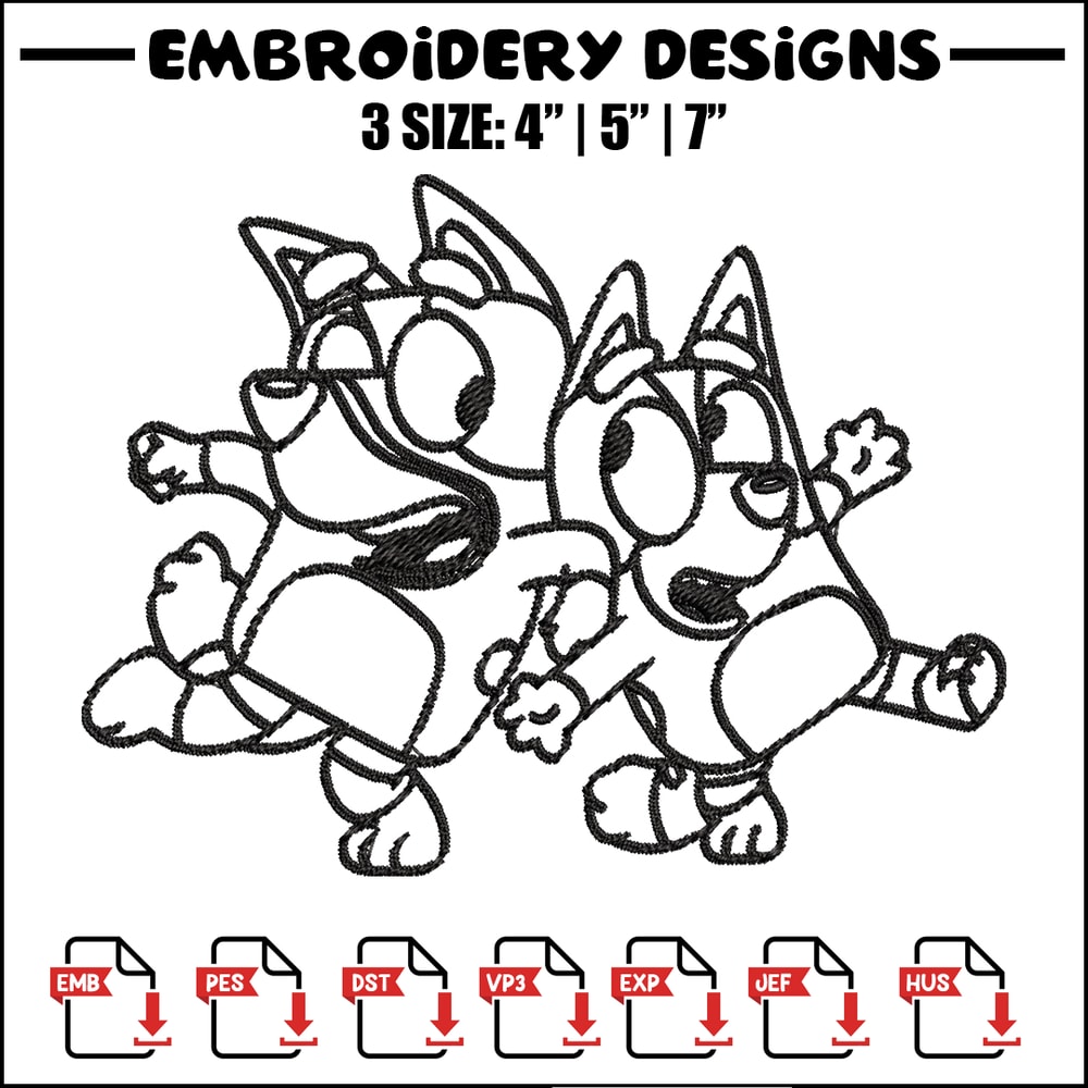 Bingo Bluey Coloring Pages Embroidery, Bluey Embroidery, Embroidery File, cartoon design, logo shirt, Digital download..jpg