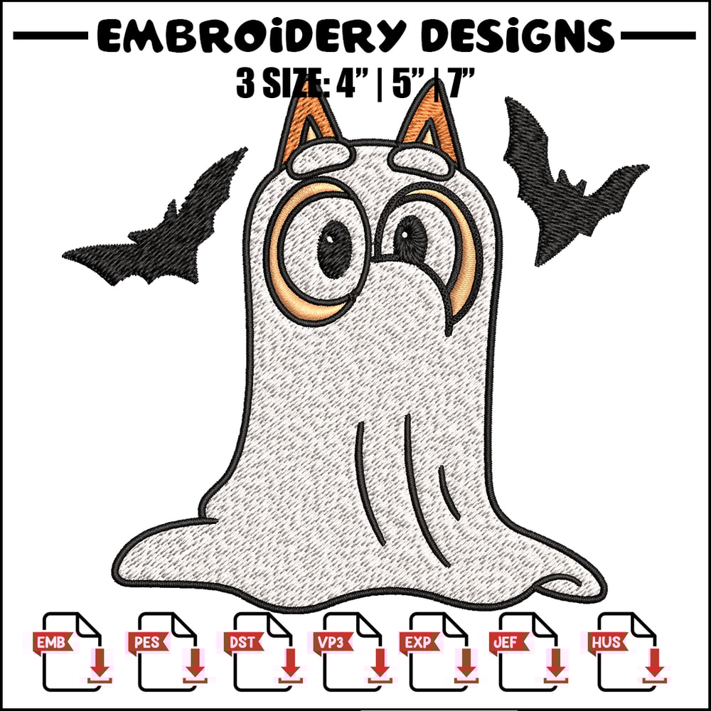 Bingo Ghost Halloween Embroidery design, Halloween Embroidery, cartoon design, Embroidery File, Digital download..jpg