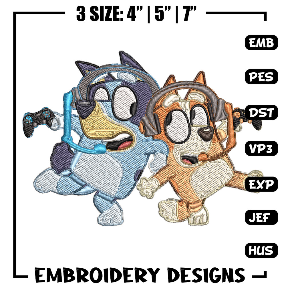 Bluey bingo headphones Embroidery, Bluey Embroidery, Embroidery File, cartoon shirt, cartoon design, Digital download..jpg