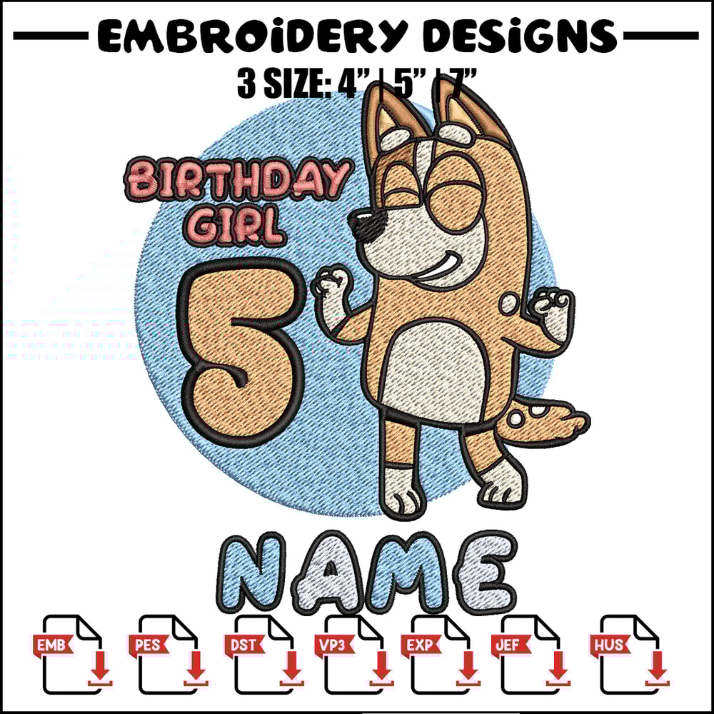 Bluey Mom Birthday Girl Embroidery, Bluey Embroidery, Embroidery File, cartoon shirt, cartoon design, Digital download..jpg