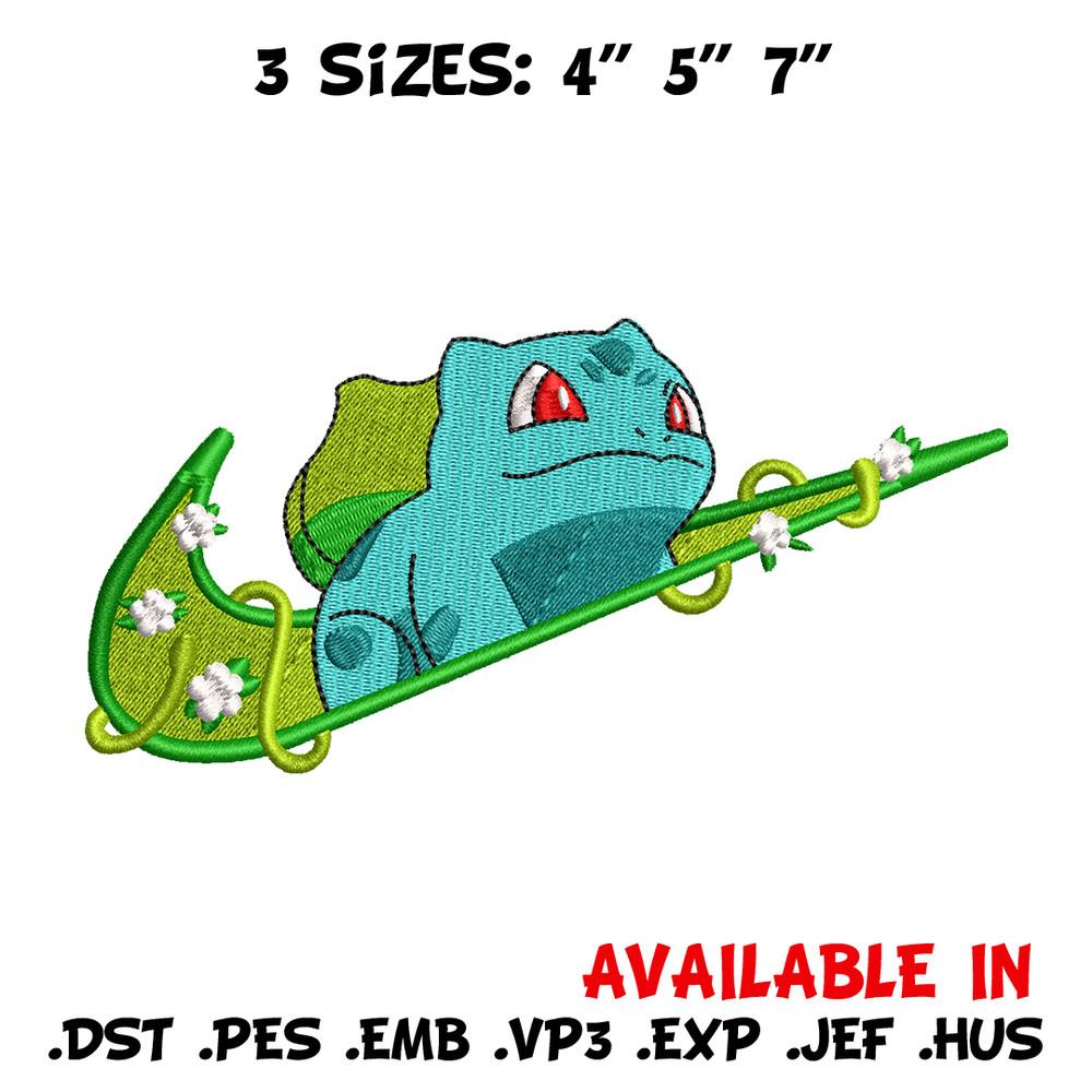 Bubasaur nike embroidery design, Pokemon embroidery, nike design, anime design, anime shirt, Digital download.jpg