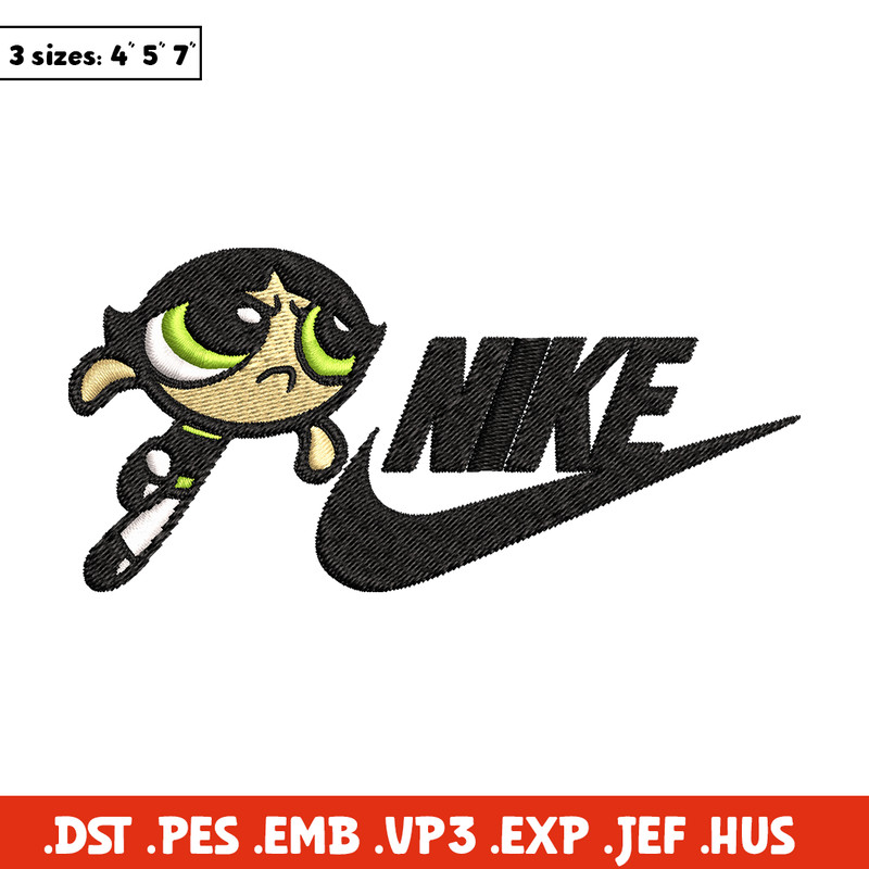 Buttercup Nike Embroidery design, Powerpuff Girls cartoon Embroidery, Nike design, Embroidery file, Instant download..jpg