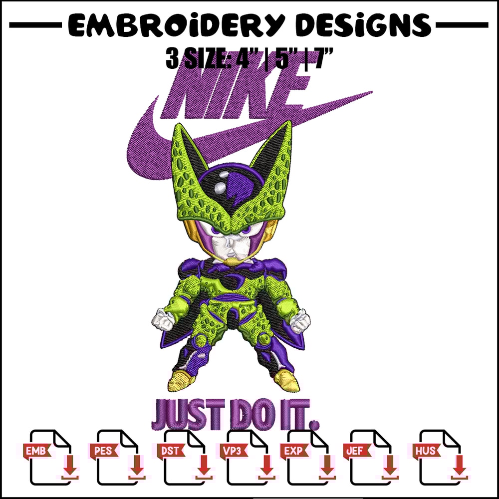 Cell dragon ball Embroidery design, dragon ball Embroidery, Nike design, Embroidery file, anime logo. Instant download..jpg