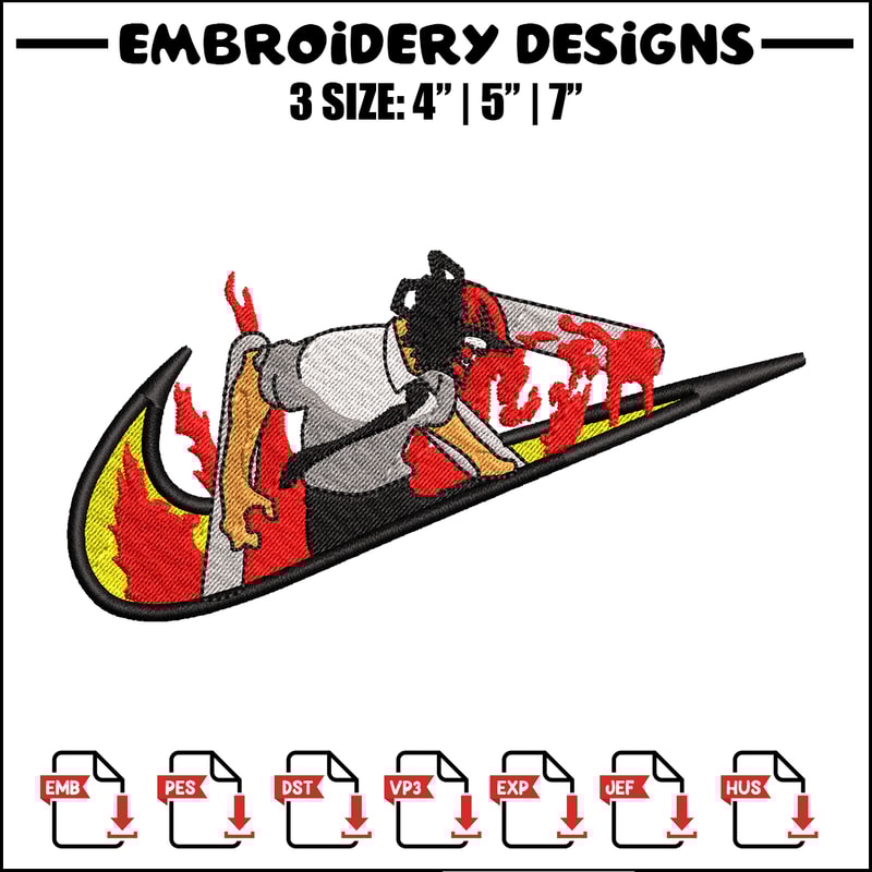 Chainsaw man Nike embroidery design, Chainsaw man embroidery, Nike design, anime design, anime shirt, Digital download.jpg