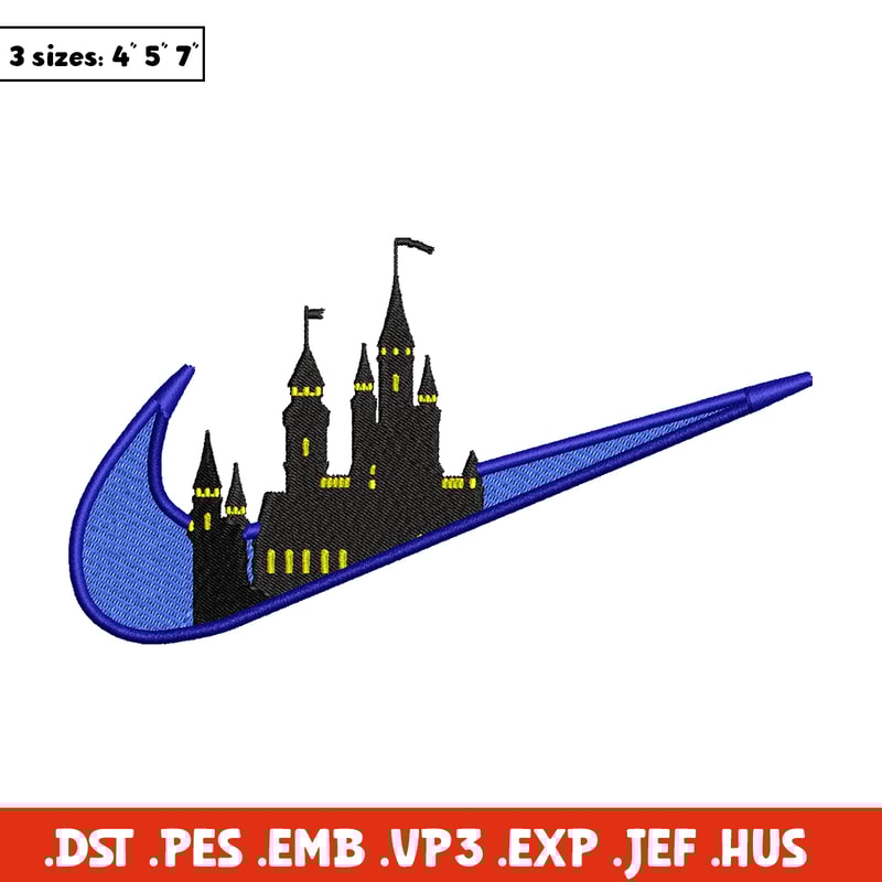 Castle Nike embroidery design, Castle embroidery, nike design, embroidery file, logo shirt, Digital download.jpg
