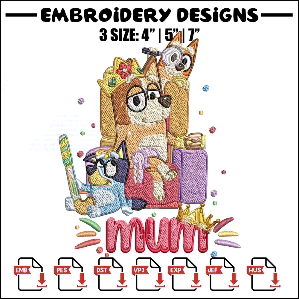 Chilli Heeler Embroidery, Bluey Mum cartoon Embroidery, Embroidery File, cartoon design, cartoon shirt, Digital download.jpg