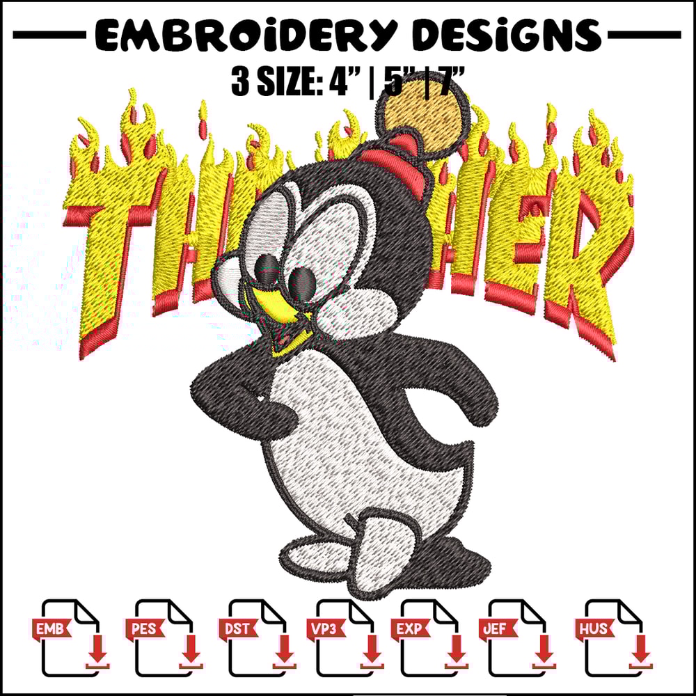 Chilly Willy Thrasher Embroidery design, Chilly Willy Embroidery, cartoon design, Embroidery File, Digital download..jpg