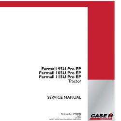 95 105 115 Tractor Service Repair Manual Fits Case Farmall 95U 105U 115U Pro EP