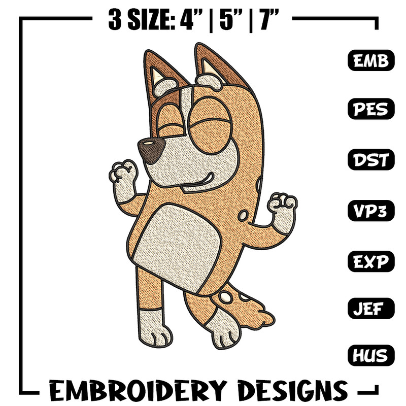 Chilli Heeler Embroidery, Bluey cartoon Embroidery, Embroidery File, cartoon design, cartoon shirt, Digital download..jpg
