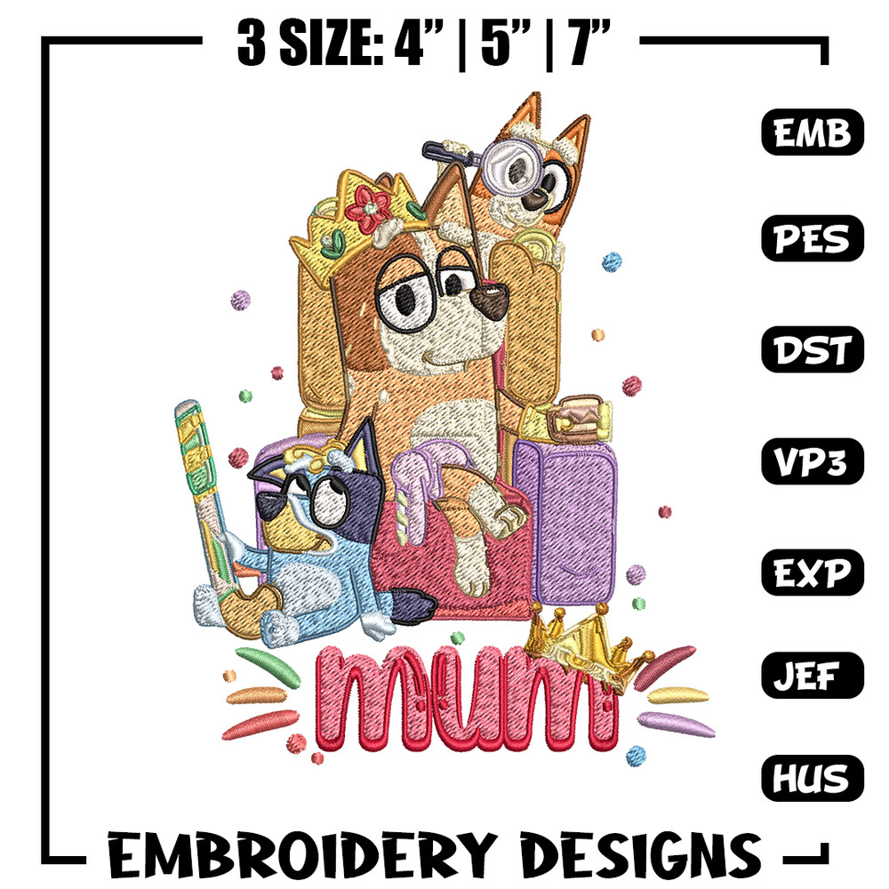 Chilli Heeler Embroidery, Bluey Mum cartoon Embroidery, Embroidery File, cartoon design, cartoon shirt, Digital download.jpg