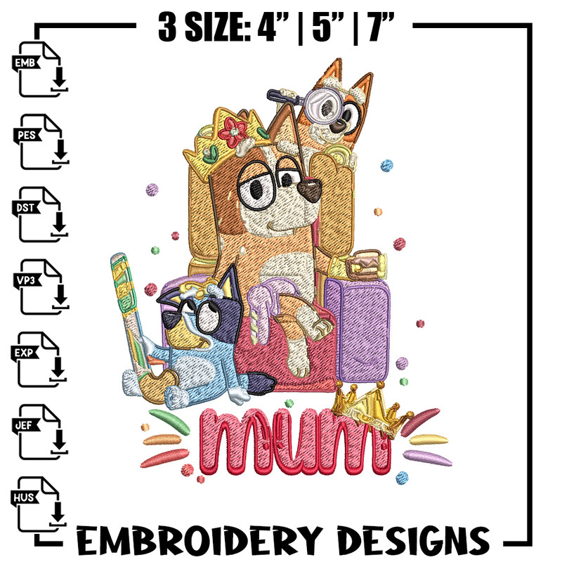 Chilli Heeler Embroidery, Bluey Mum cartoon Embroidery, Embroidery File, cartoon design, cartoon shirt, Digital download.jpg