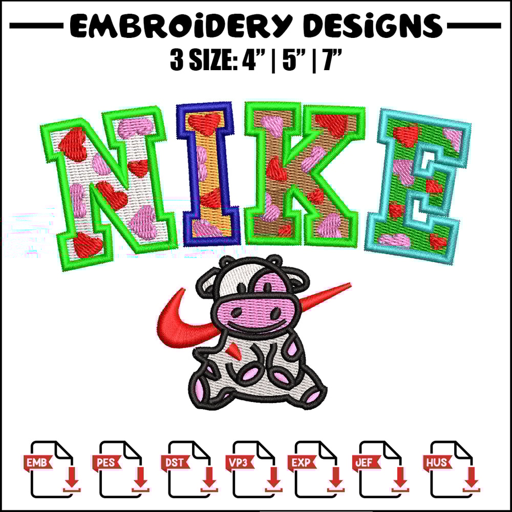 Cow color x nike embroidery design, Cow embroidery, Nike design, Embroidery shirt, Embroidery file, Digital download.jpg