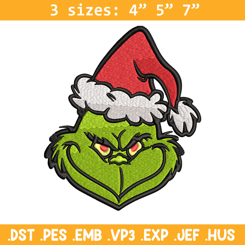 Christmas Grinch Face Embroidery design, Grinch christmas Embroidery, Embroidery File, Grinch design, Instant download..jpg