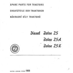 25 Tractor Service Parts Manual Fits Zetor 25 25A 25K