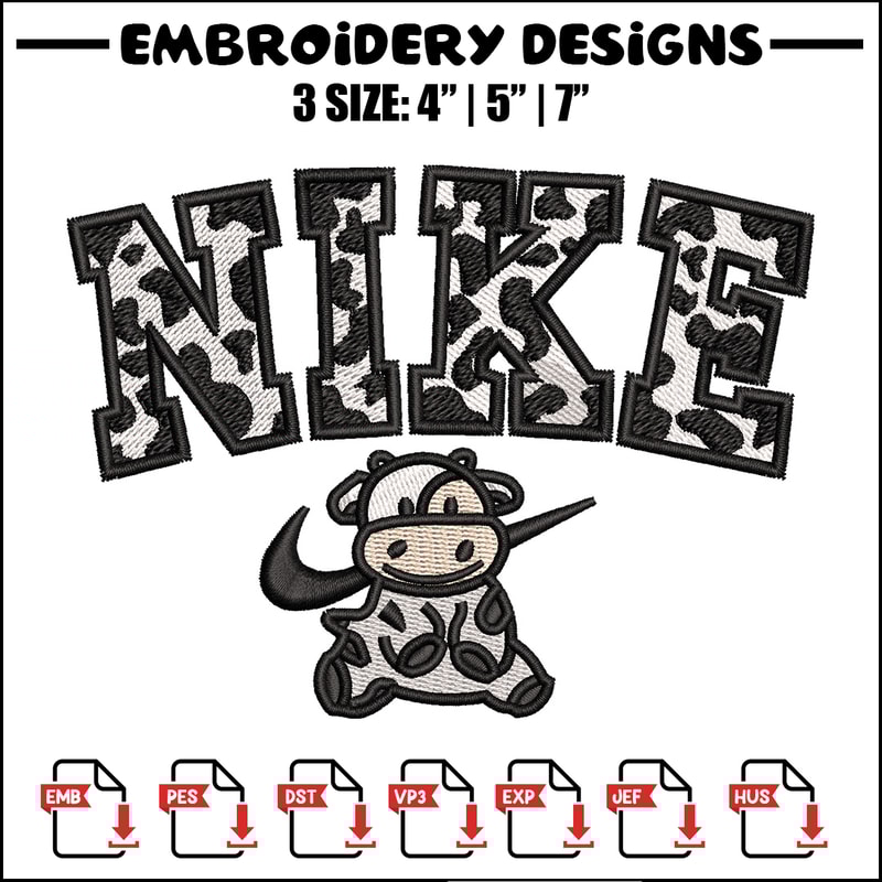 Dairy cow x nike embroidery design, Cow embroidery, Nike design, Embroidery shirt, Embroidery file, Digital download.jpg