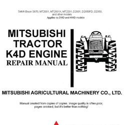 4 Diesel Engine Tractor Service Repair Manual Fits Mitsubishi K4D