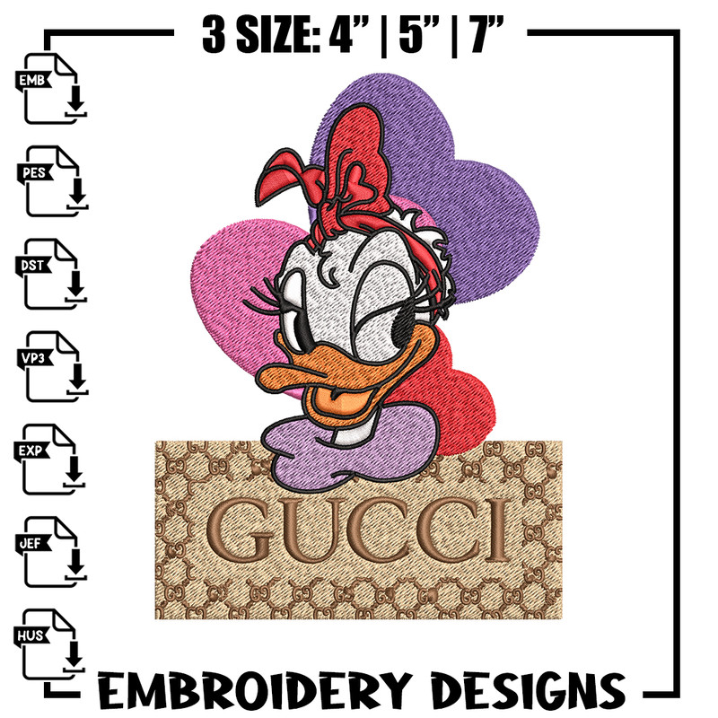 Daisy Donald Duck Gucci Embroidery design, Disney cartoon Embroidery, cartoon design, Embroidery File, Digital download.jpg