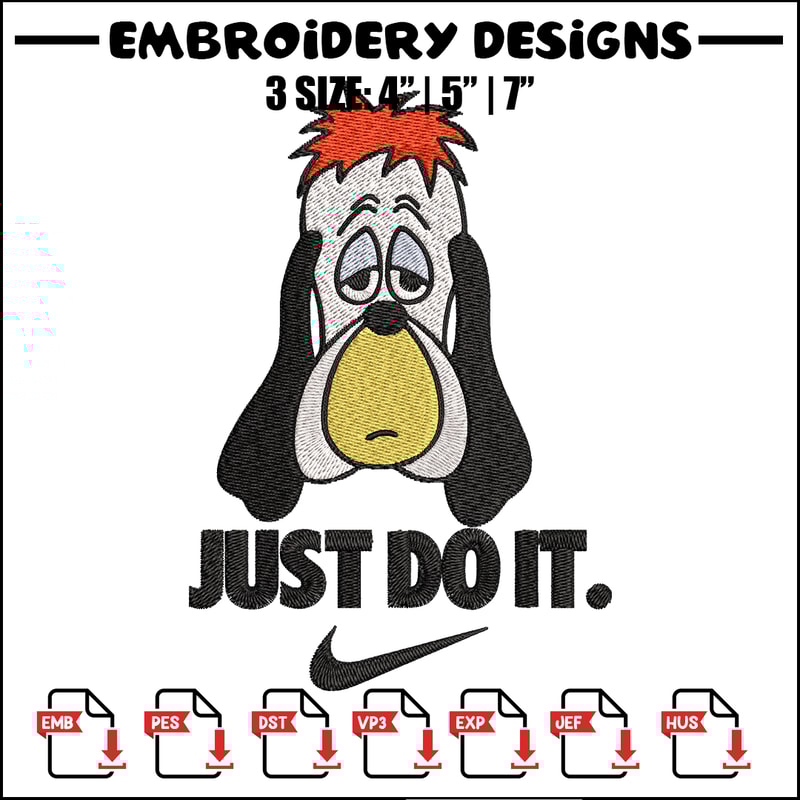 Droopy Just Rick It Embroidery design, Cartoon funny Embroidery, Logo Nike design, Embroidery file, Instant download..jpg