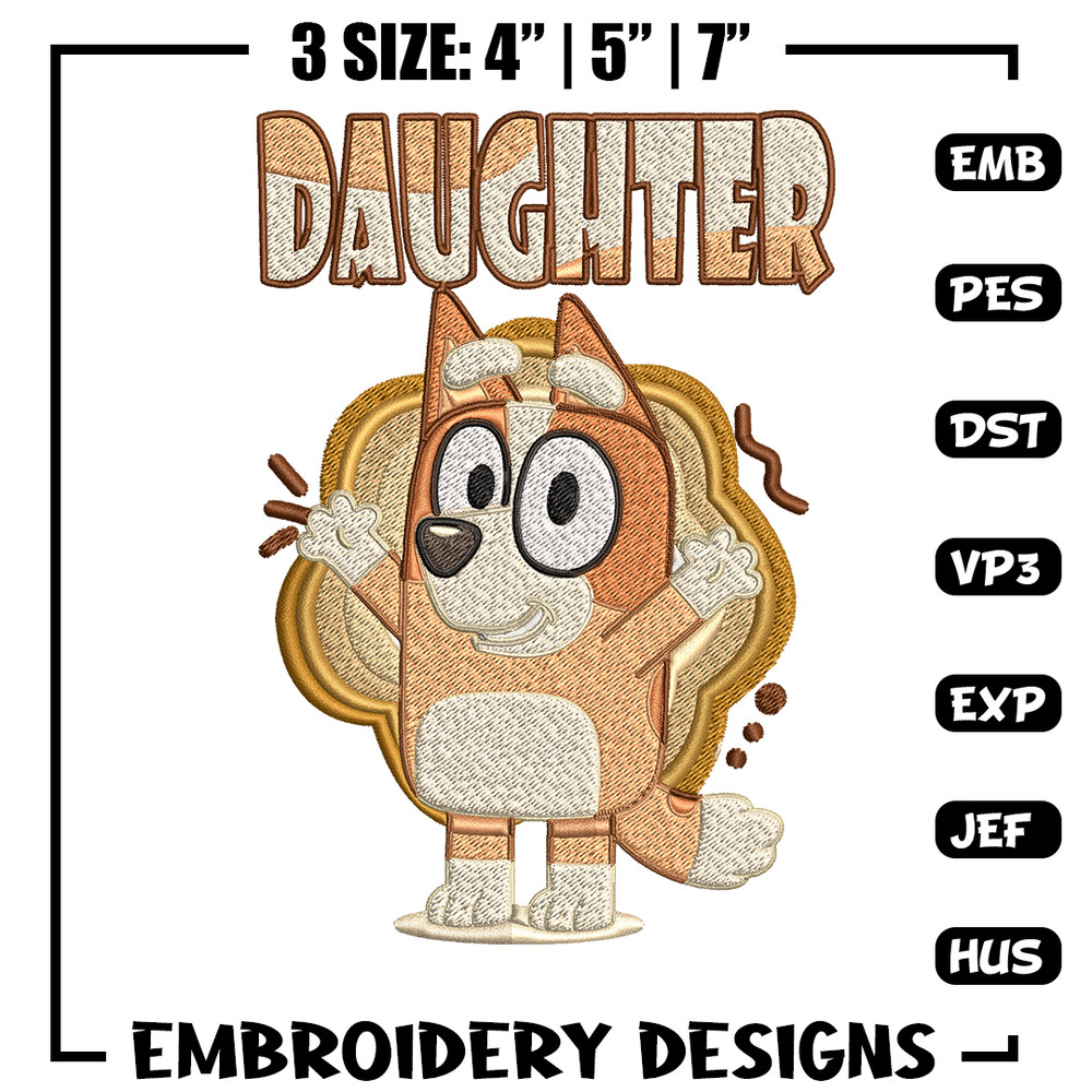 Daughter bluey Embroidery, Bluey Embroidery, cartoon Embroidery, cartoon shirt, Embroidery File, Instant download..jpg