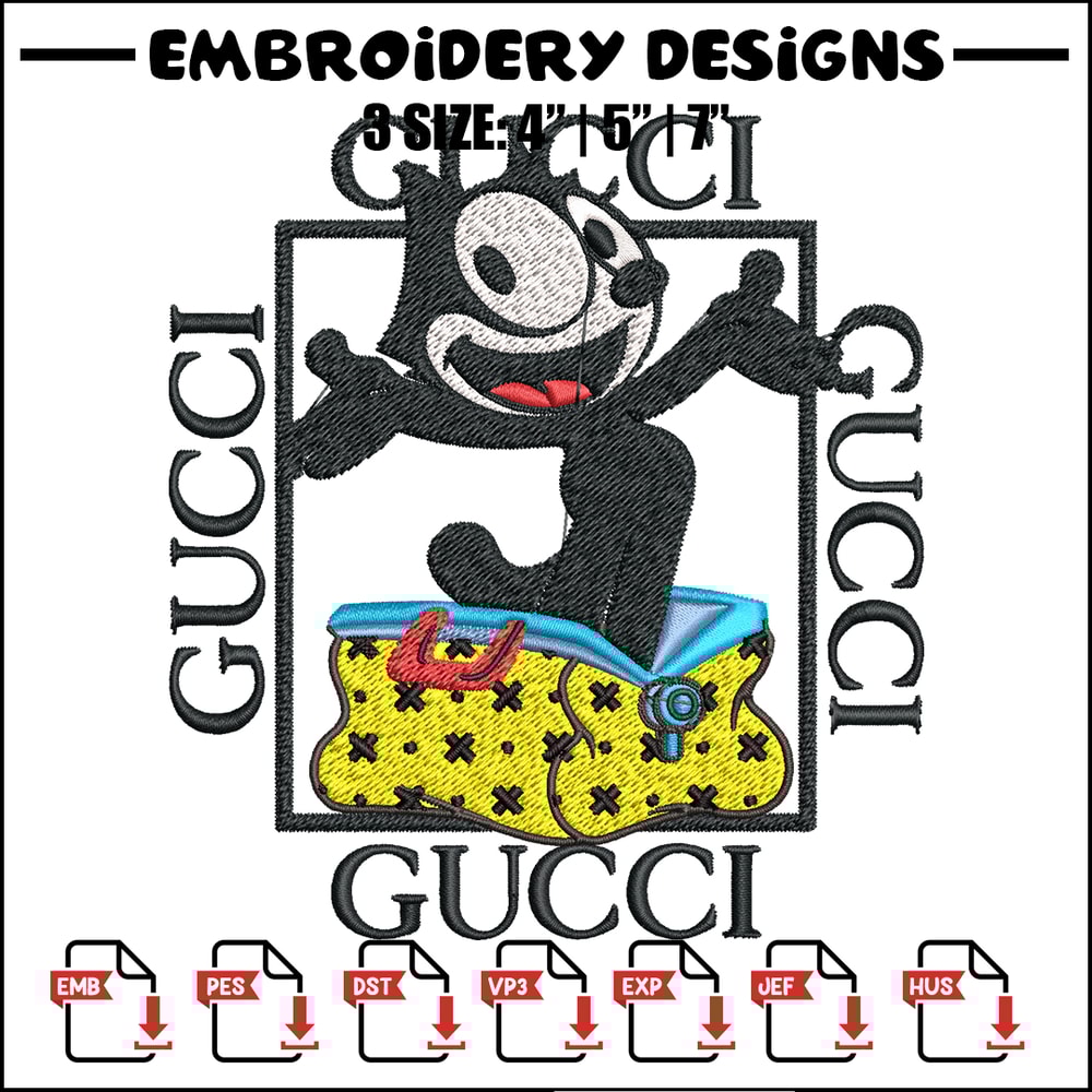 Felix The Cat Gucci Embroidery design, Felix The Cat Embroidery, cartoon design, Embroidery File, Digital download..jpg