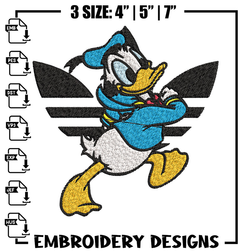 Duck cartoon adidas Embroidery Design, Adidas Embroidery, Brand Embroidery, Embroidery File, Logo shirt,Digital download.jpg