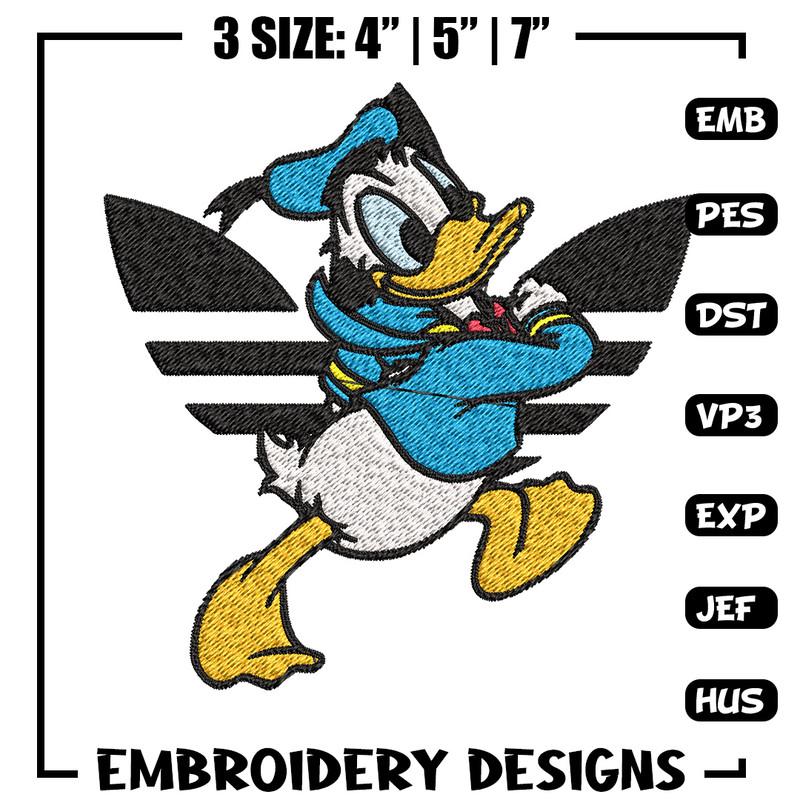 Duck cartoon adidas Embroidery Design, Adidas Embroidery, Brand Embroidery, Embroidery File, Logo shirt,Digital download.jpg