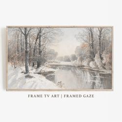 Frame TV Art Winter Sun, Vintage Landscape, The Frame TV Art , Vintage Landscape Painting, Instant Digital Download.jpg