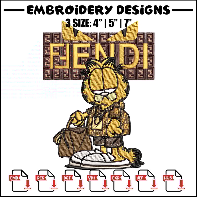 Garfield Fendi Embroidery design, Garfield Fendi cartoon Embroidery, cartoon design, Embroidery File, Digital download..jpg