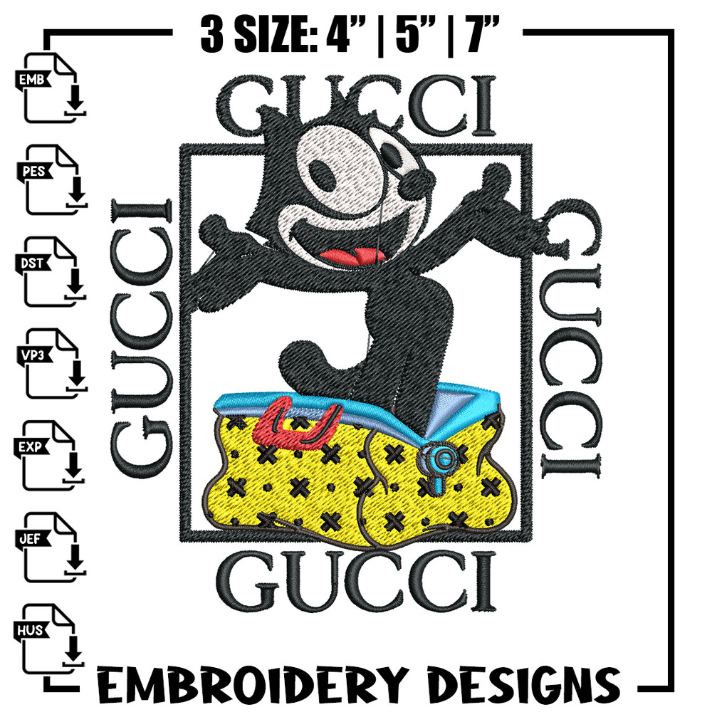 Felix The Cat Gucci Embroidery design, Felix The Cat Embroidery, cartoon design, Embroidery File, Digital download..jpg