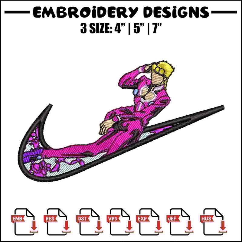 Giorno giovanna nike embroidery design, Giorno giovanna embroidery, Nike design, Embroidery file, digital download..jpg