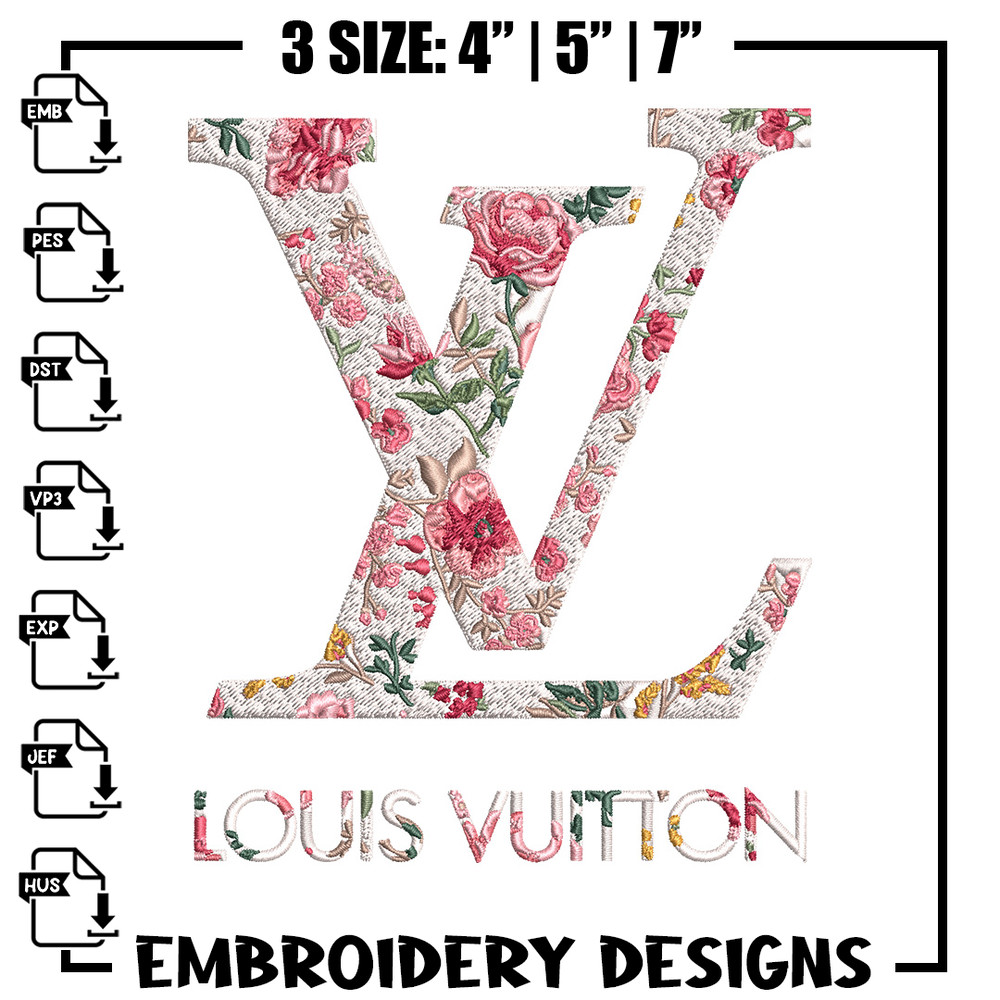 Flower louis vuitton Embroidery Design, Lv Embroidery, Embroidery File, Brand Embroidery, Logo shirt, Digital download.jpg