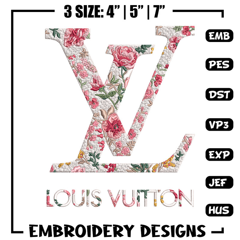 Flower louis vuitton Embroidery Design, Lv Embroidery, Embroidery File, Brand Embroidery, Logo shirt, Digital download.jpg