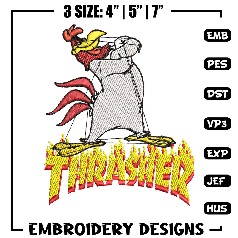 Foghorn Leghorn Thrasher Embroidery design, Foghorn Leghorn Embroidery, logo design, Embroidery File, Instant download..jpg