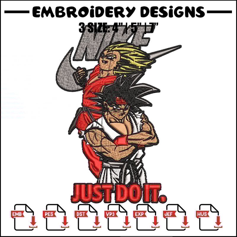 Goku and Vegeta Nike Embroidery design, Dragon ball Embroidery, Nike design, Embroidery file, Instant download..jpg