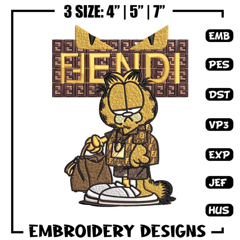 Garfield Fendi Embroidery design, Garfield Fendi cartoon Embroidery, cartoon design, Embroidery File, Digital download..jpg