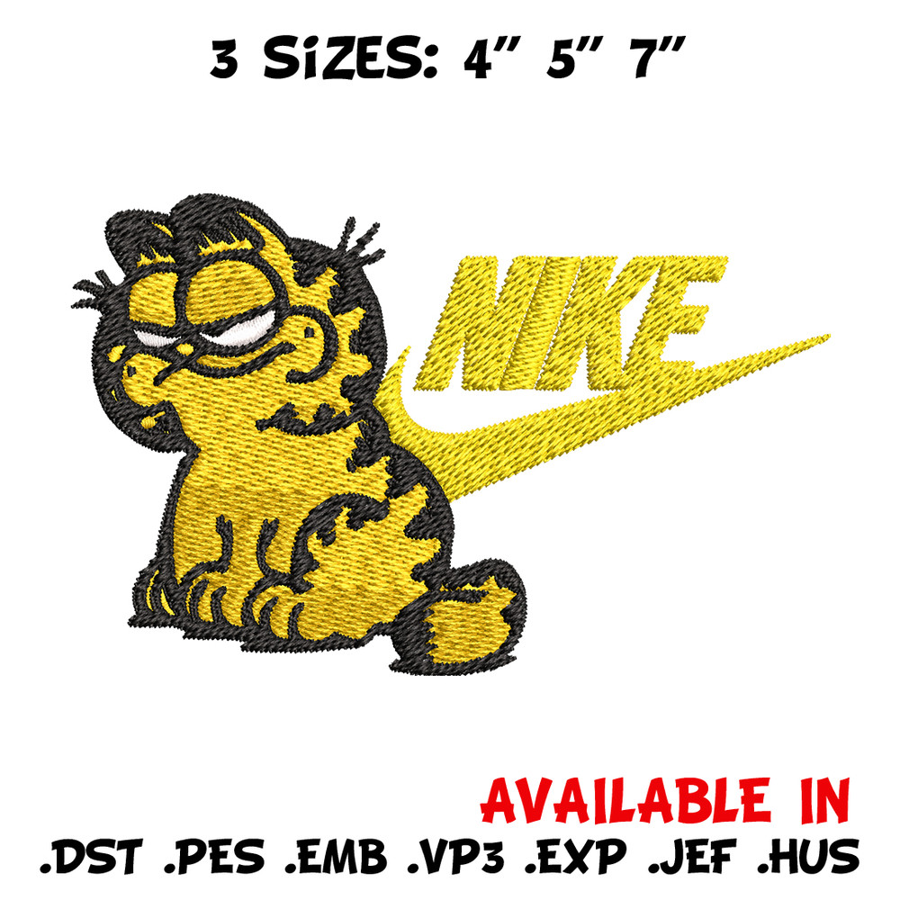 Garfield Nike Embroidery design, cartoon Embroidery, Nike design, Embroidery file, cartoon shirt, Instant download..jpg