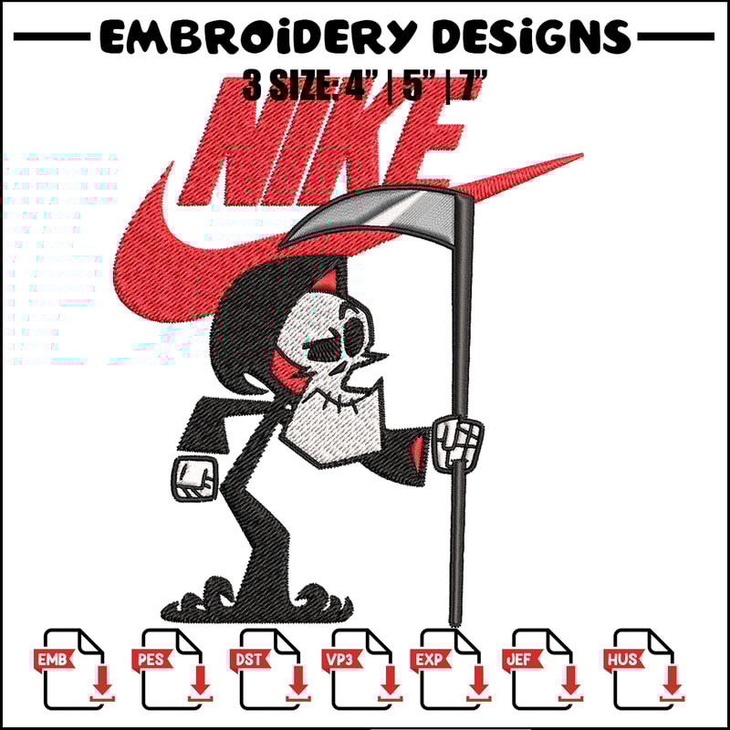 Grim cartoon Nike Embroidery design, Grim cartoon Embroidery, Nike design, Embroidery file, logo shirt, Instant download.jpg