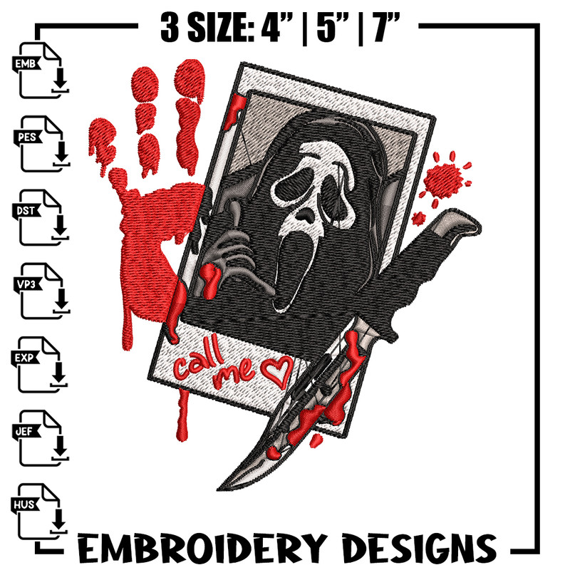 Ghost face Embroidery design, Ghost face horror Embroidery, horror design, Embroidery File, Digital download..jpg