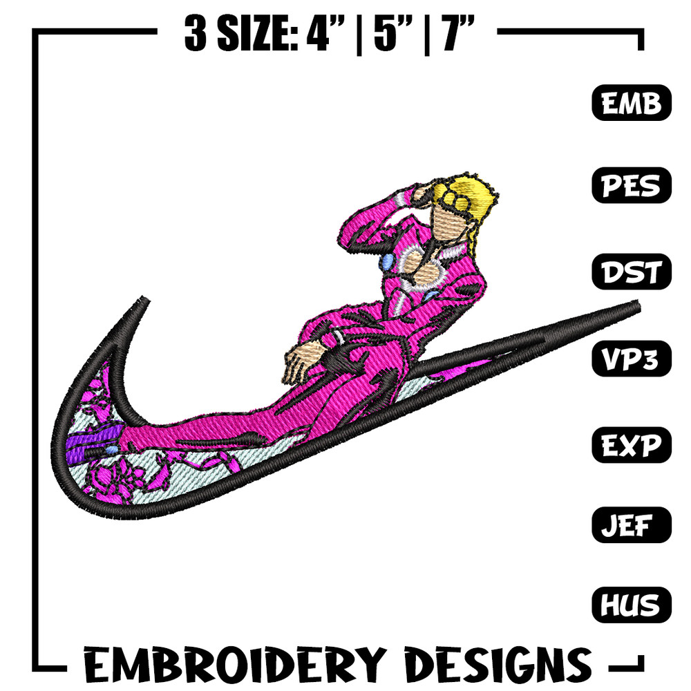 Giorno giovanna nike embroidery design, Giorno giovanna embroidery, Nike design, Embroidery file, digital download..jpg