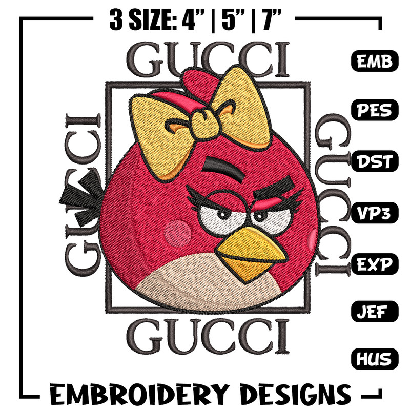 Girl Bird gucci Embroidery design, Angry Birds Embroidery, cartoon design, Embroidery File, logo shirt, Digital download.jpg