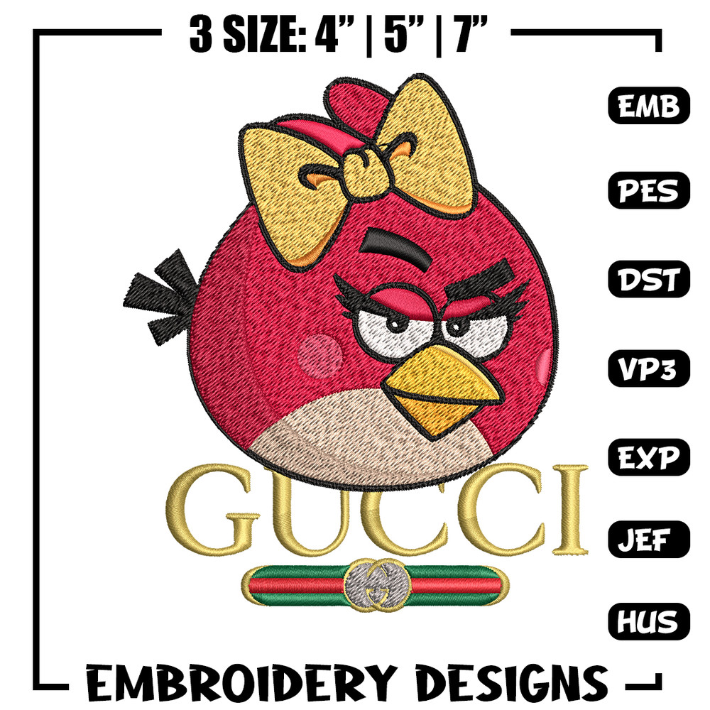 Girl Bird gucci Embroidery design, Angry Birds Embroidery, cartoon design, Embroidery File, logo shirt, Instant download.jpg