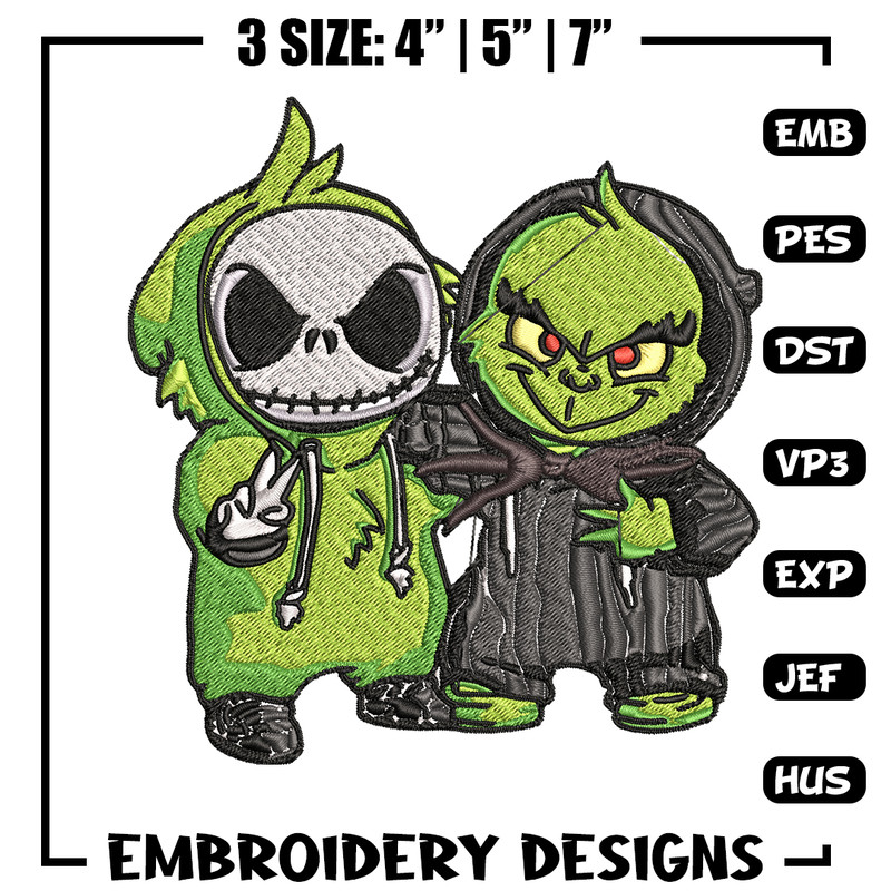 Grinch And Jack Skellington Embroidery design, Grinch Christmas Embroidery, Horror design, logo shirt, Digital download..jpg