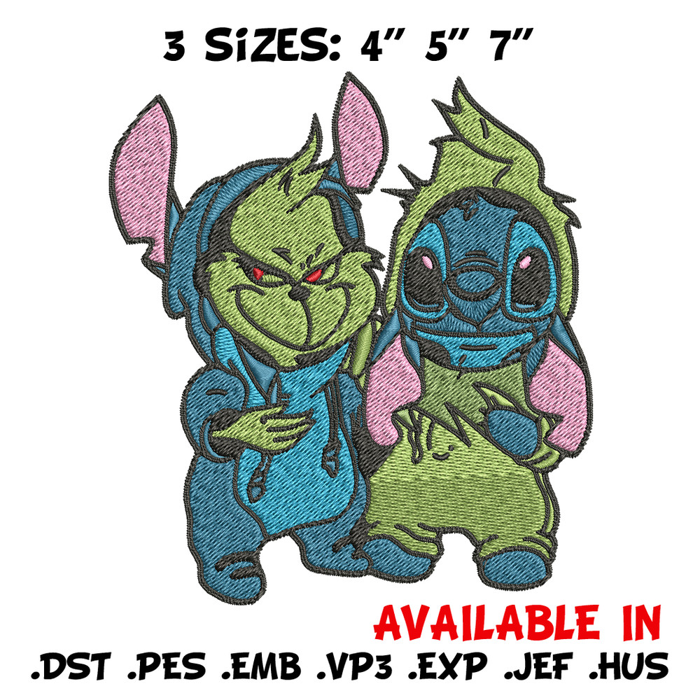 Grinch and Stitch Embroidery design, Grinch and Stitch Embroidery, cartoon design, logo shirt, Digital download..jpg