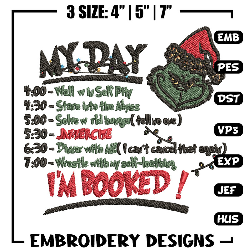 Grinch Christmas My Day Embroidery design, Grinch christmas Embroidery, Grinch design, Embroidery File, Instant download.jpg